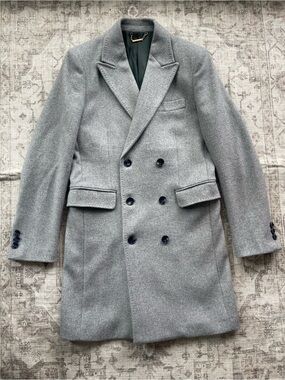 Moncrief Double-Breasted Structured Chic Peacoat in Light Gray